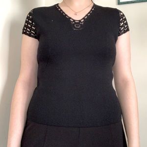 Black knit short sleeve top